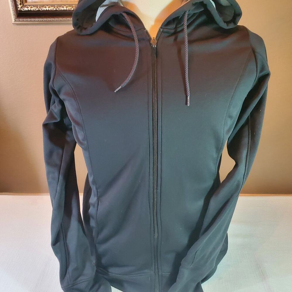BCG Womens Medium Black Full Zip Active Hoodie Sweatshirt Jacket Top